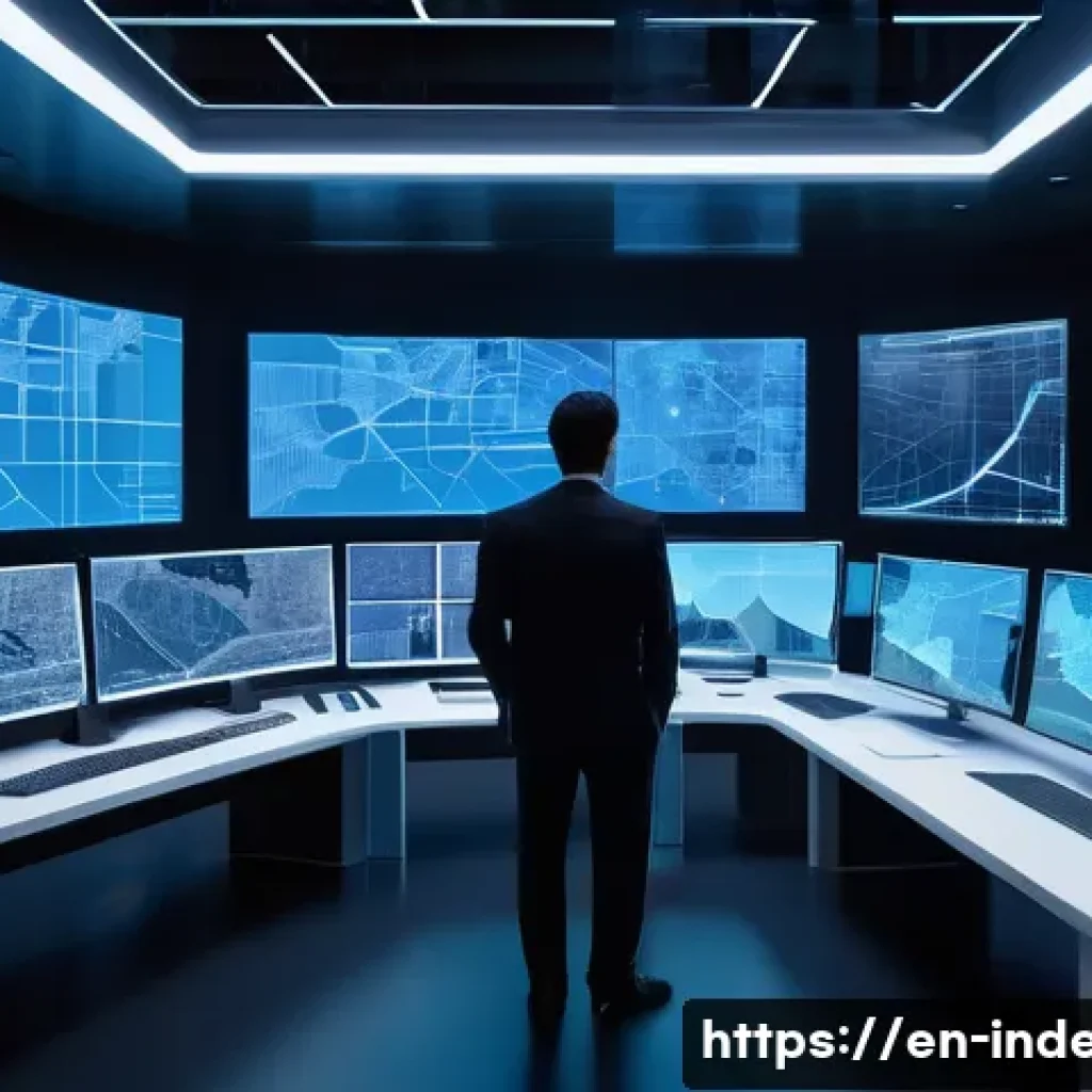 산업공학과 최적화 알고리즘 - A highly detailed digital illustration of a futuristic control room where engineers are monitoring l...